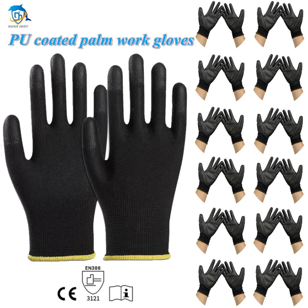 10-50 Pairs of Nylon PU Gloves Safety Work Gloves Repair Special Gloves Palm Coated Gloves Carpenter Repair Worker Supplies