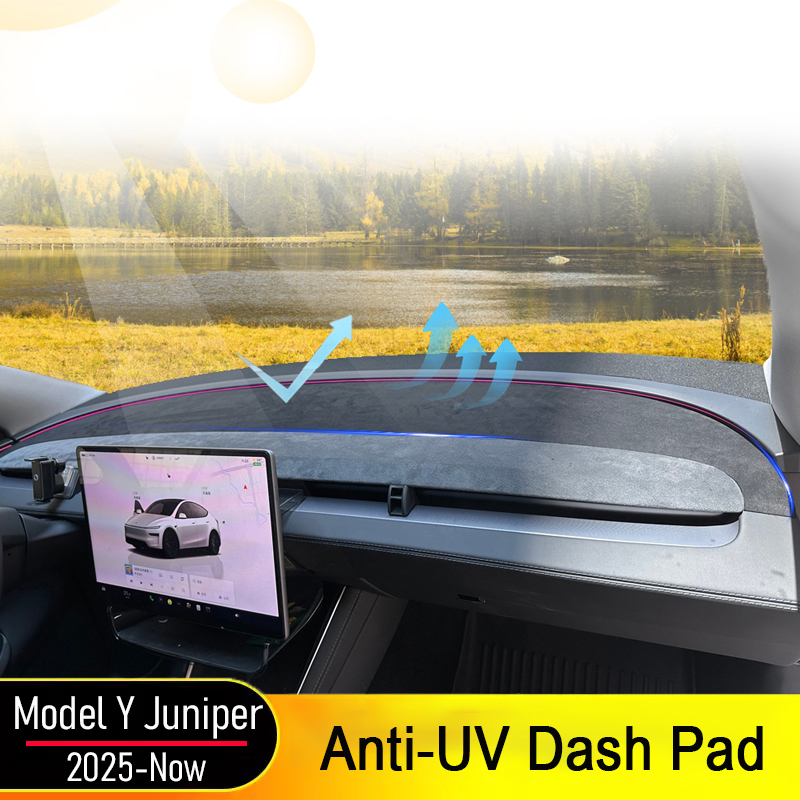 Tesmayx Anti-UV Dashboard Cover For Tesla Model Y Juniper 2026 2025 Center Console Accessories Dash Mat Protector Pad Sunshade