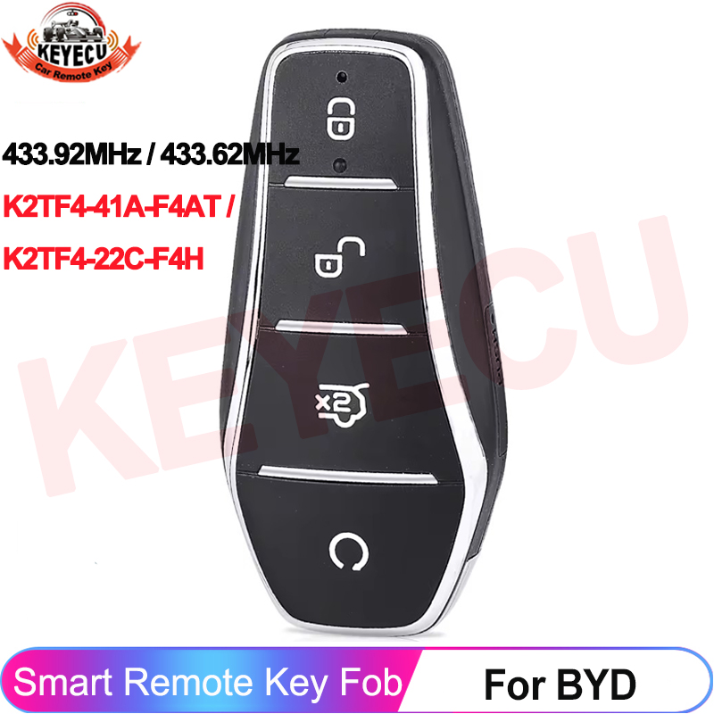 K2TF4-41A-F4AT 433.92MHz Smart Car Key For BYD Qin PLUS EV Yuan PLUS SONG Dolphin DM-i Tang L Remote Fob ID46 Chip 433.62MHz