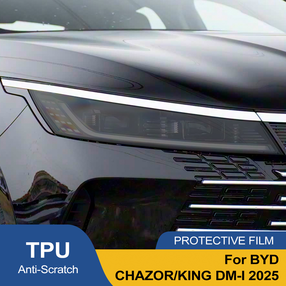 Smoke Black Pre Cut Car Headlight Protective Film For BYD CHAZOR/KING DM-I 2025 TPU PPF Anti-Scratch Auto Vinyl Wrapping Film