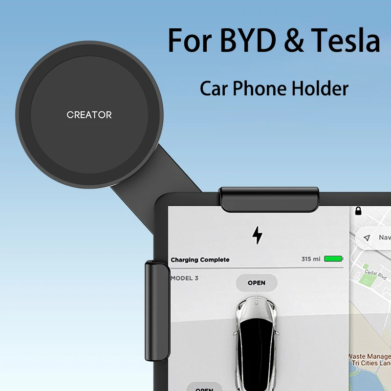 For Tesla Model 3 X Y S BYD Center Control Display Slide Rail Phone Holder Magnetic Car Phone Holder for iPhone 15 14 13 12