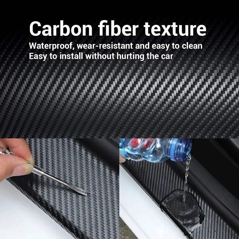 1-5m Nano Carbon Fiber Car Tape Sticker Door Mirror Protector Strip Waterproof Adhesive Protective Film DIY Accessory