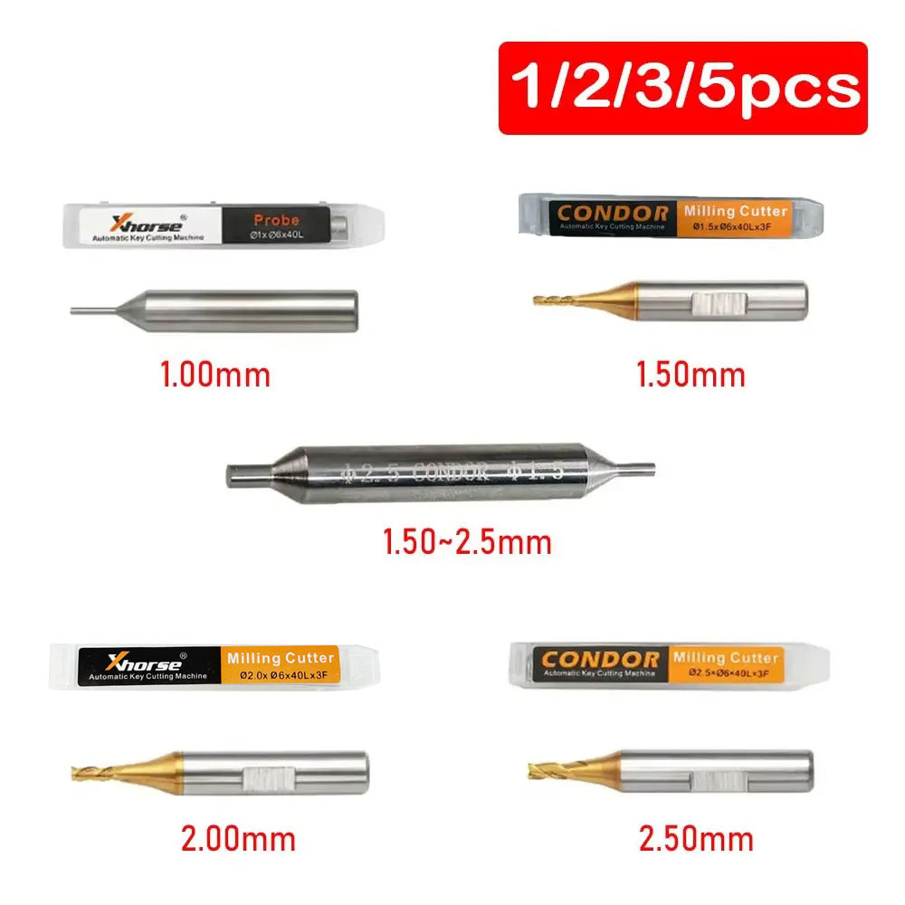 1.0mm 1.5mm 2.0mm 2.5mm Milling Cutter Probe for Xhorse CONDOR XC MINI Plus Dolphin XP-005 Dolphin XP-007 Key Cutting Machine