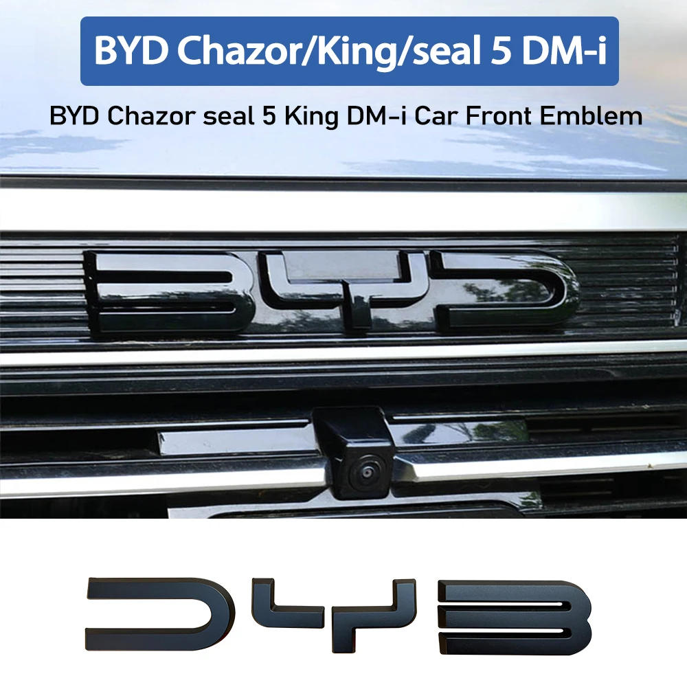 For BYD Chazor seal 5 DM-i BYD King 2024 2025 Car Front Emblem Blackening Badge Decal Black Modification Sticker