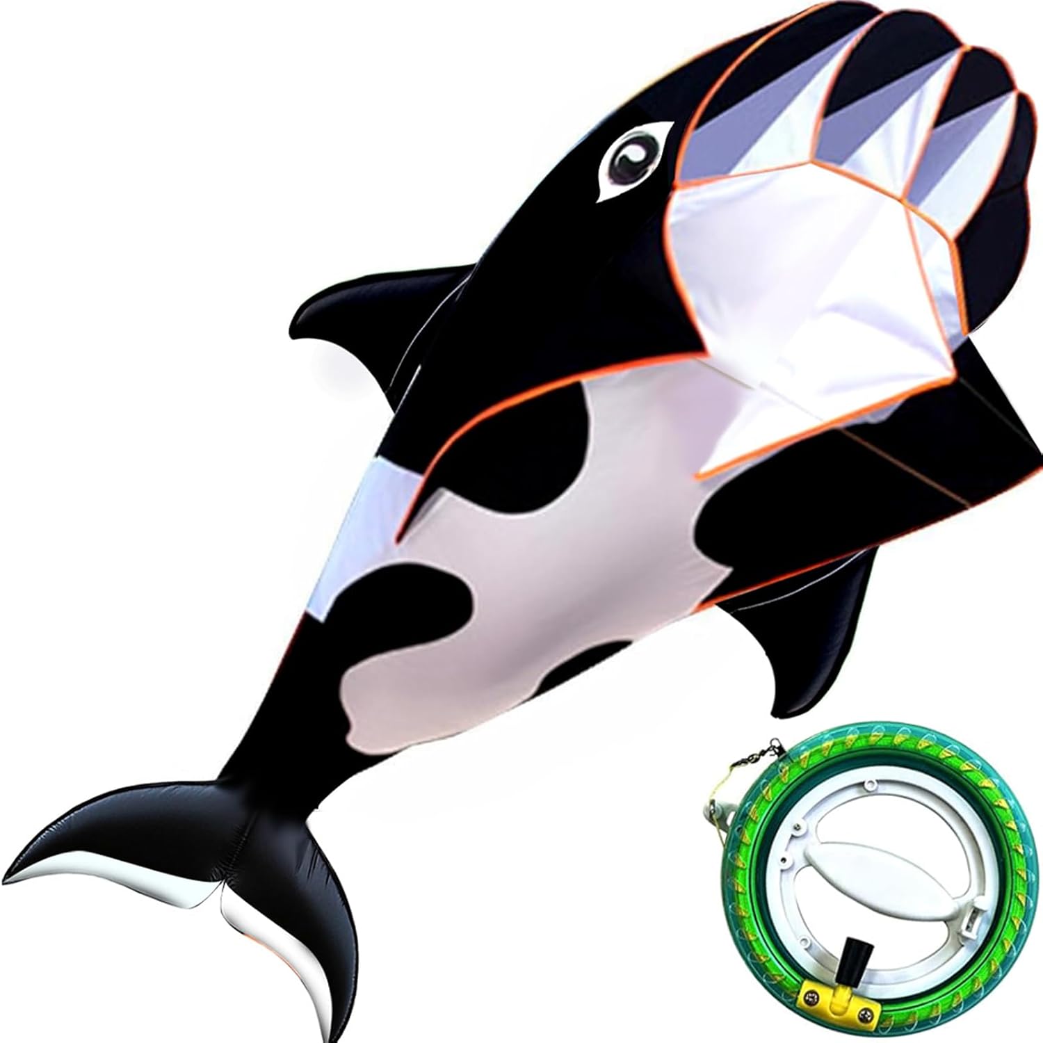 New Arrive  Outdoor Fun Sports Single Line 57Inch Black Software Whale/ Dolphin Kite / Animal Kites With 14cm Wheel Good Flying