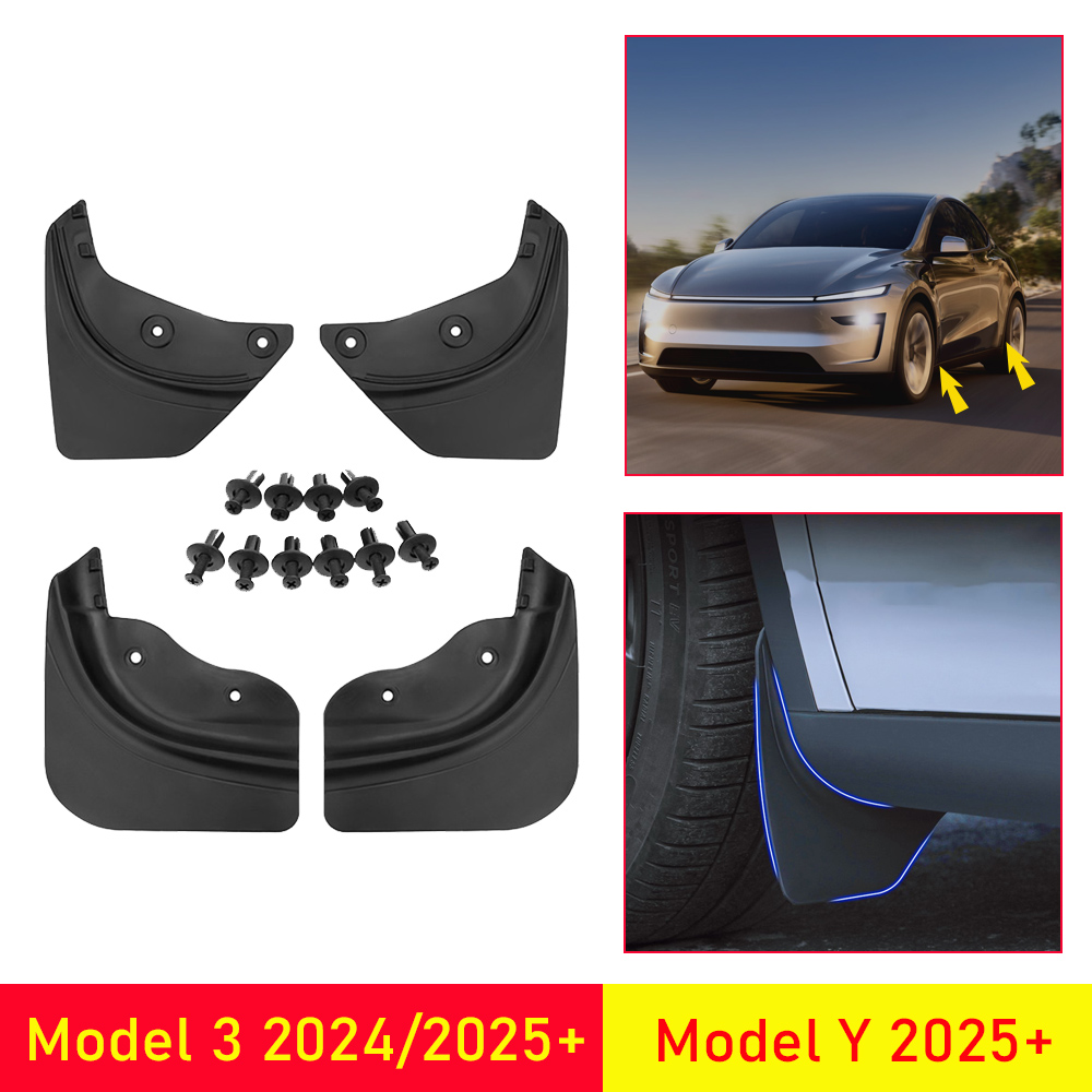 For 2025 2026 Tesla Model Y Juniper Model 3 Mud Flap Travel Accessories TPE Mudguards Fender Anti-Sand Mud Flaps Guard Protector