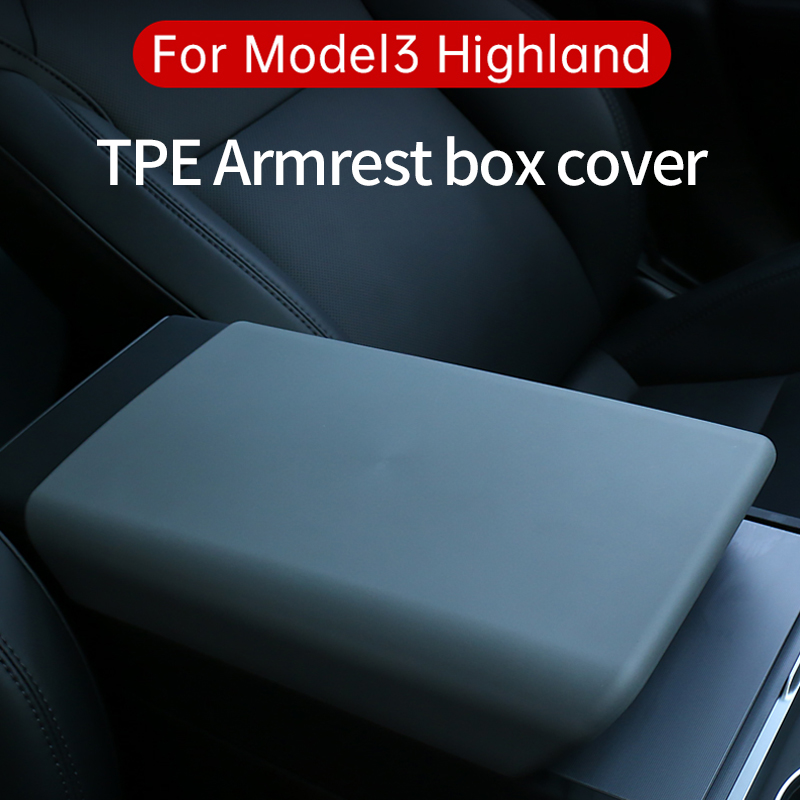 For Tesla Model Y Launch Juniper 2025 Model 3 Highland 2024 TPE Soft Case Center Console Arm Rest Lid Armrest Cover Accessories